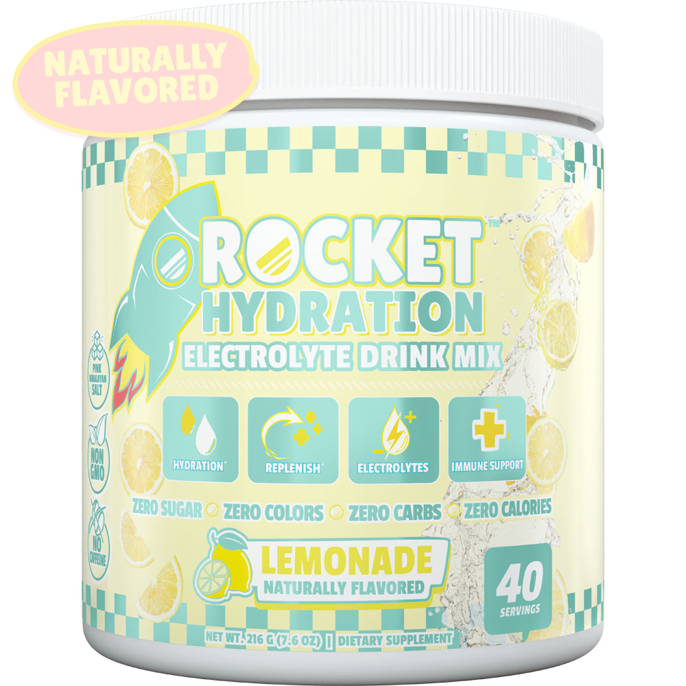 Rocket Hydration Lemonade - Naturally Flavored Electrolyte Drink Mix 40 Servings